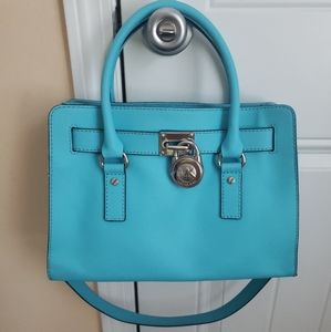 (SOLD) Michael Kors Hamilton East West Satchel Handbag Bl